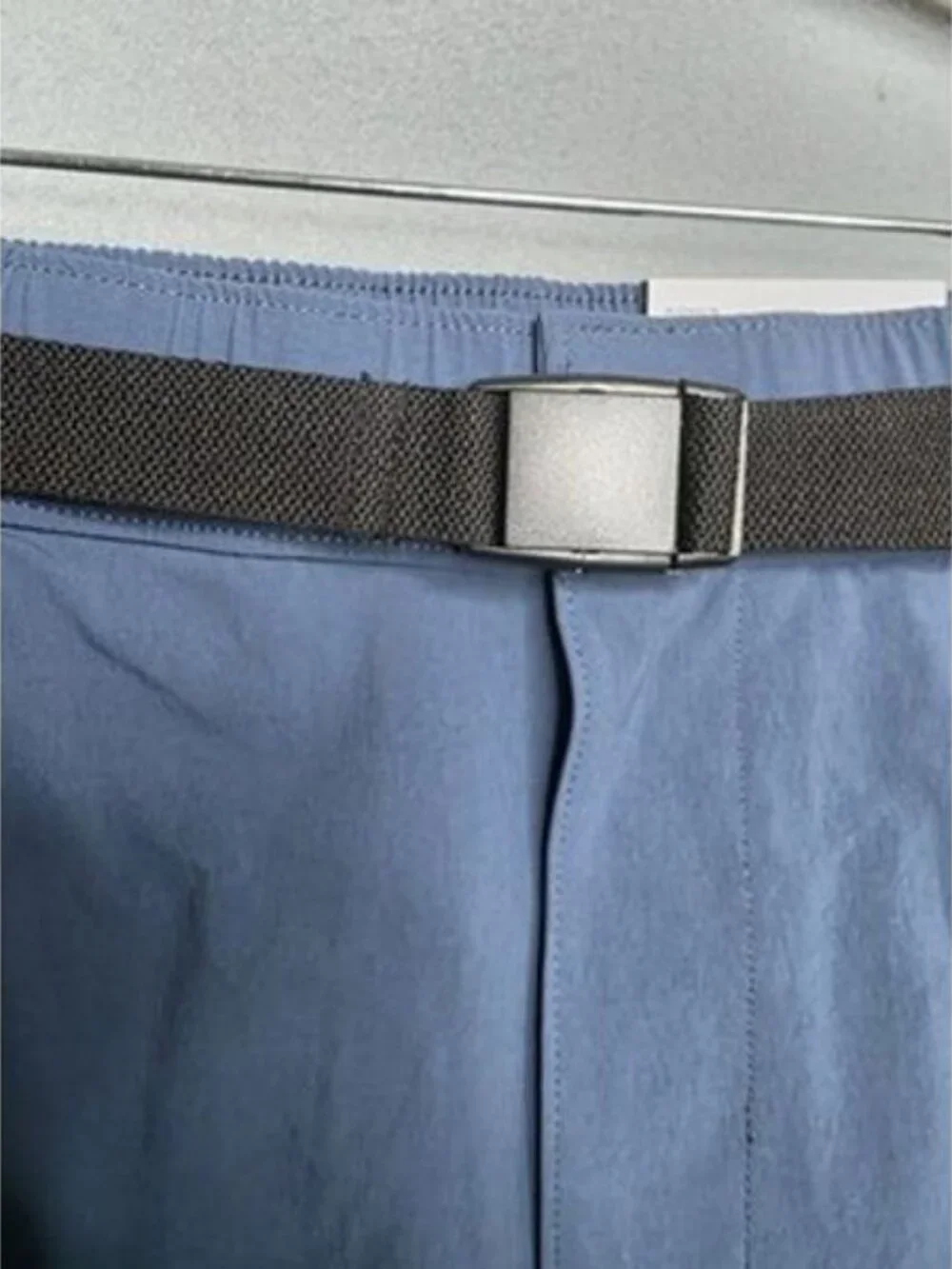 Sonoma Outdoor Cargo Shorts Mens 40 Blue Nylon Stretch Belted Elastic Waist NEW